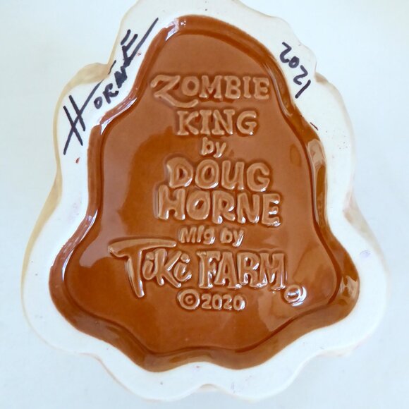 NEW SIGNED 2021 DOUG HORNE ZOMBIE KING SKULL 1st EDITION STRONGWATER TIKI MUG - Picture 10 of 11